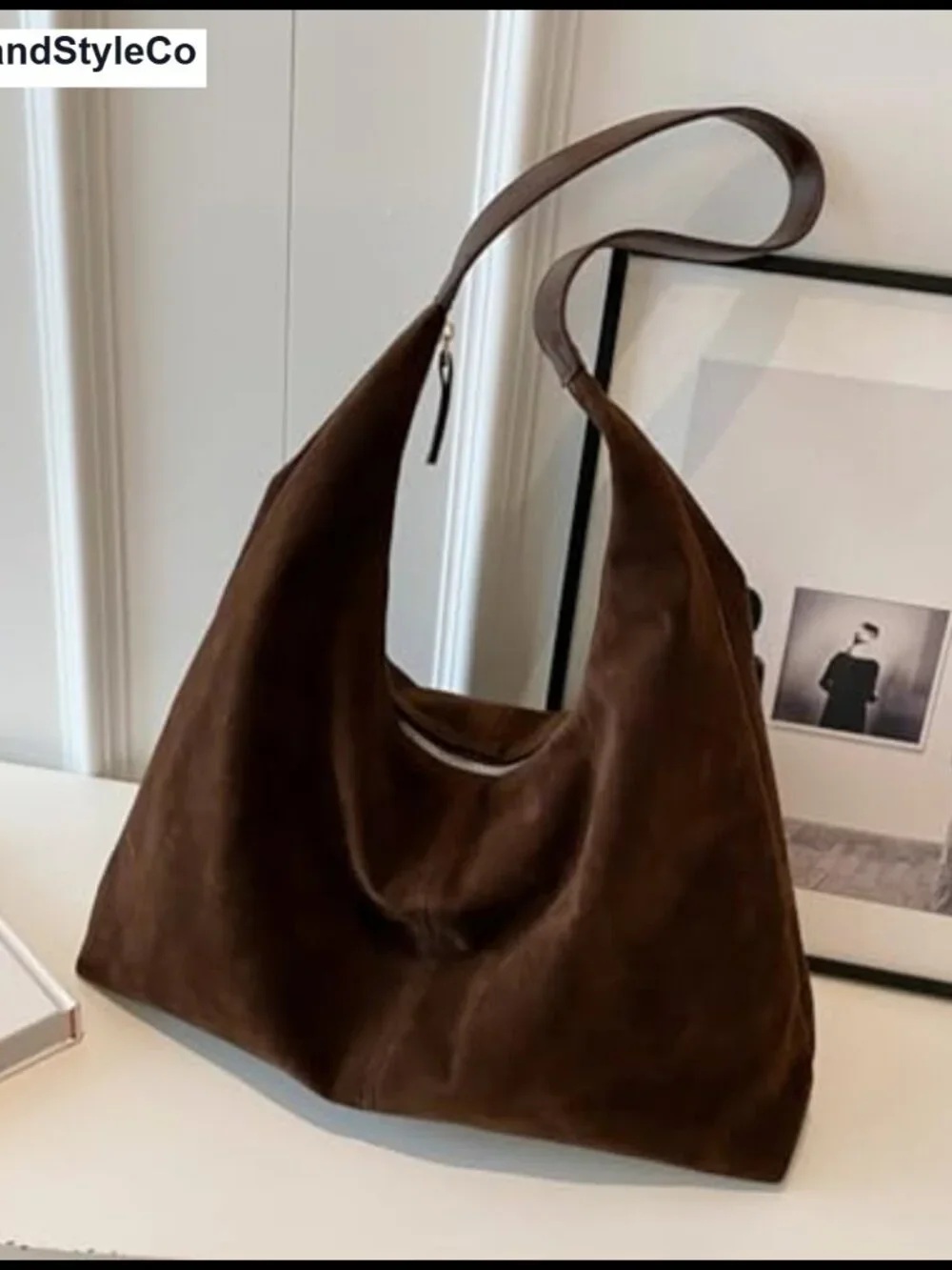 Faux Leather Suede Hobo Shoulder Bag Large Tote Retro Purse Top Handle Satchel